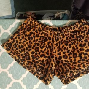 Fluffy cheetah pajama shorts